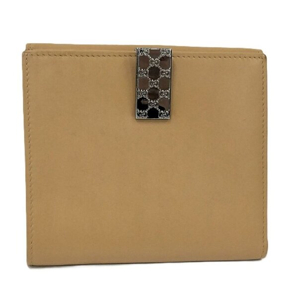 Gucci Bifold Wallet Leather Beige